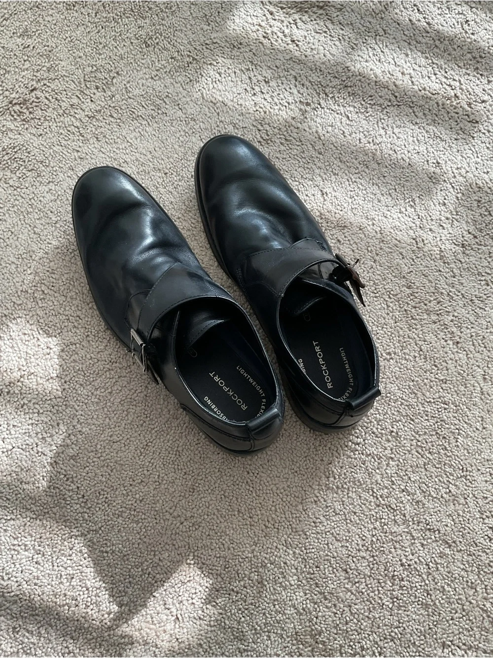 Rockport Black Leather Single Monk Strap Dress Shoes
